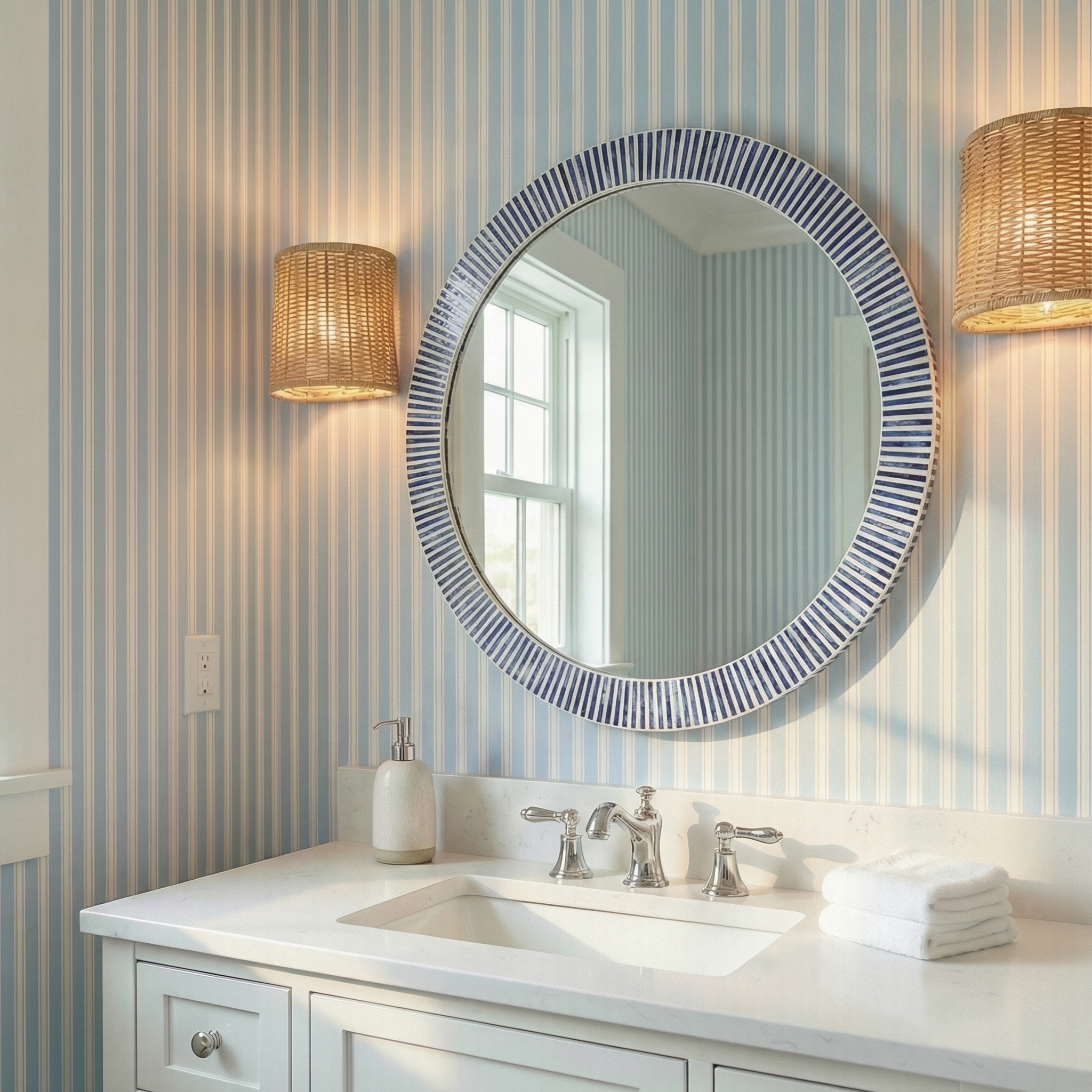 Radial Bone Wall Mirror
